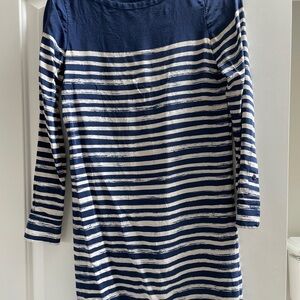 Vince! Navy and White Striped Long Sleeve Dress